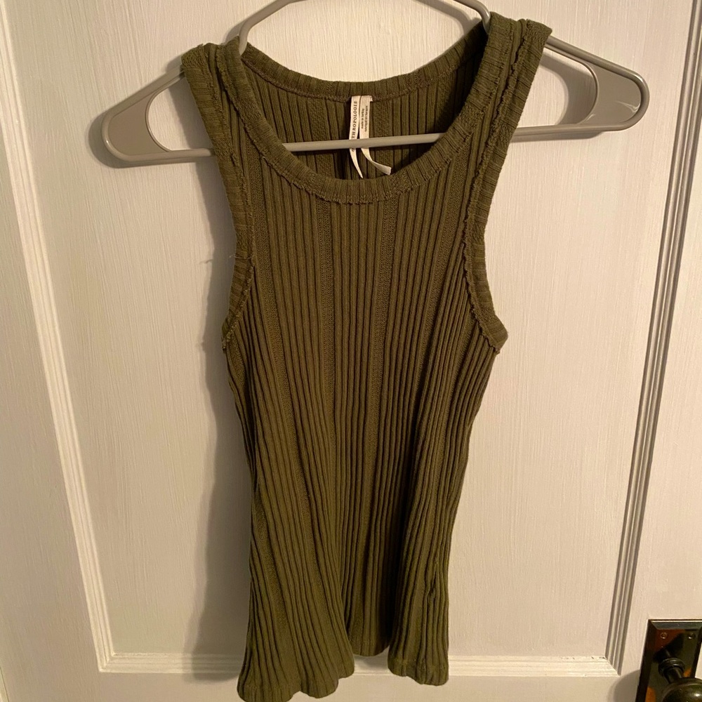 Olive green ribbed tank